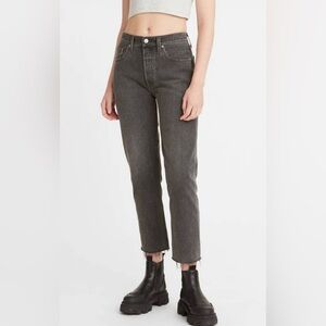 Levi’s 501 Jeans Button Fly raw hem Get off my cloud black wash 29/28